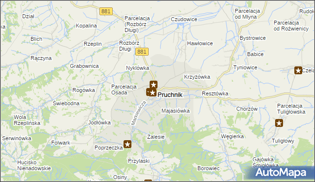 mapa Pruchnik powiat jarosławski, Pruchnik powiat jarosławski na mapie Targeo