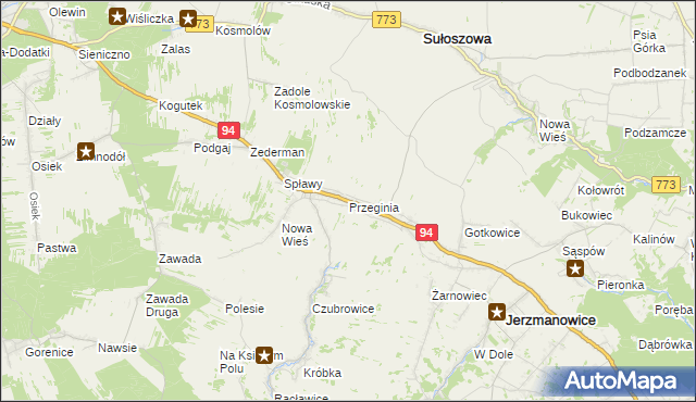 mapa Przeginia, Przeginia na mapie Targeo