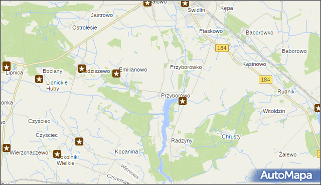 mapa Przyborowo gmina Szamotuły, Przyborowo gmina Szamotuły na mapie Targeo