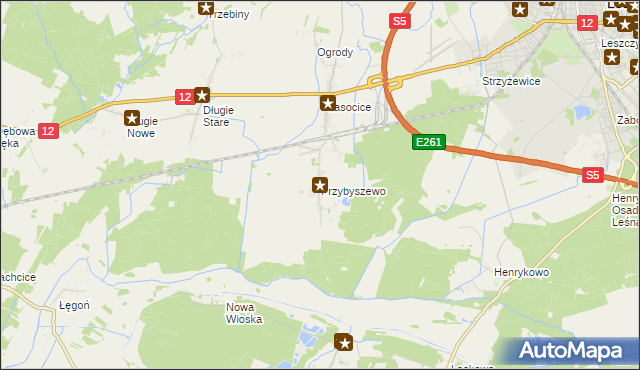 mapa Przybyszewo gmina Święciechowa, Przybyszewo gmina Święciechowa na mapie Targeo