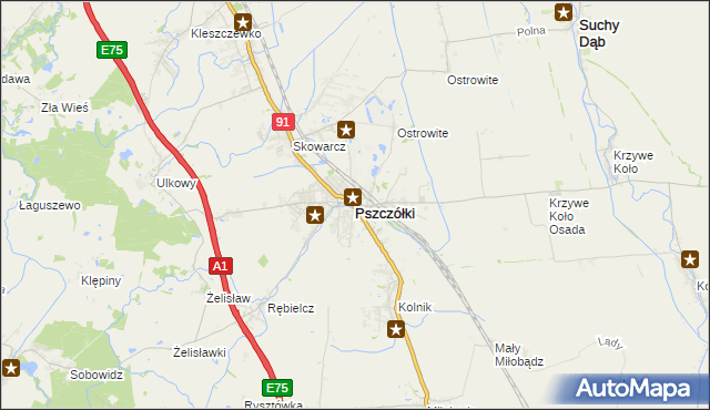 mapa Pszczółki powiat gdański, Pszczółki powiat gdański na mapie Targeo