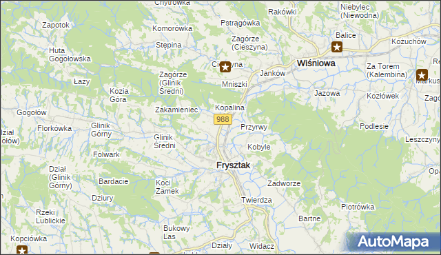 mapa Pułanki gmina Frysztak, Pułanki gmina Frysztak na mapie Targeo