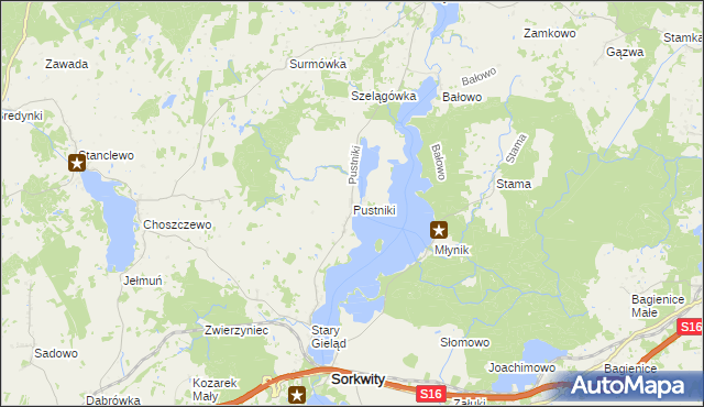 mapa Pustniki, Pustniki na mapie Targeo