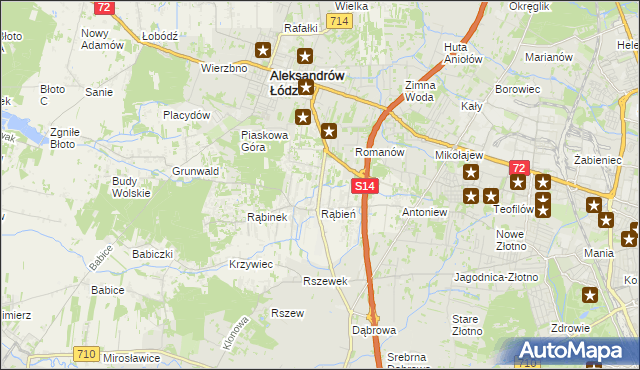 mapa Rąbień AB, Rąbień AB na mapie Targeo