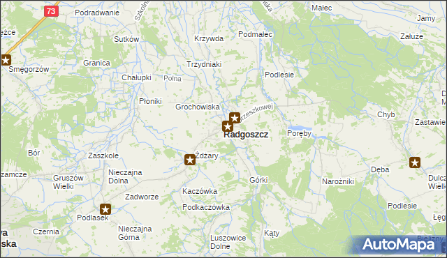 mapa Radgoszcz powiat dąbrowski, Radgoszcz powiat dąbrowski na mapie Targeo