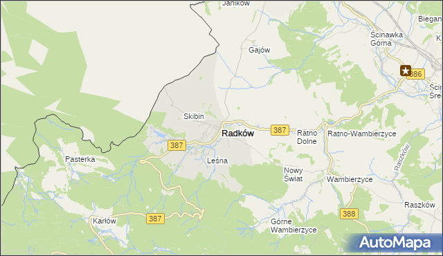 mapa Radków powiat kłodzki, Radków powiat kłodzki na mapie Targeo