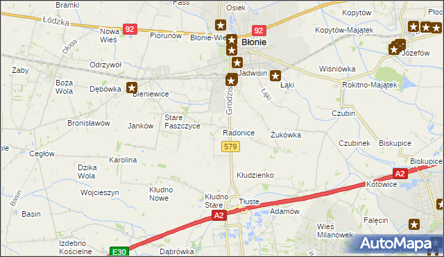 mapa Radonice, Radonice na mapie Targeo