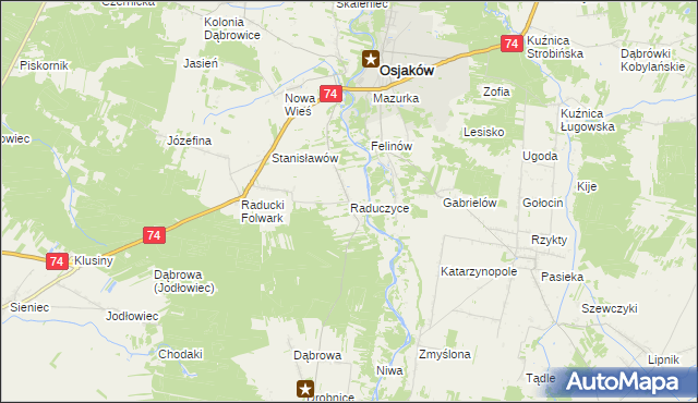 mapa Raduczyce, Raduczyce na mapie Targeo