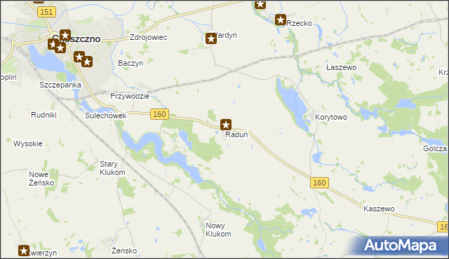 mapa Raduń gmina Choszczno, Raduń gmina Choszczno na mapie Targeo