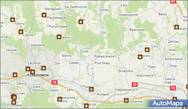 mapa Radwanowice, Radwanowice na mapie Targeo