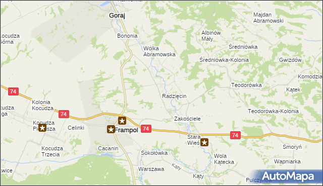 mapa Radzięcin, Radzięcin na mapie Targeo