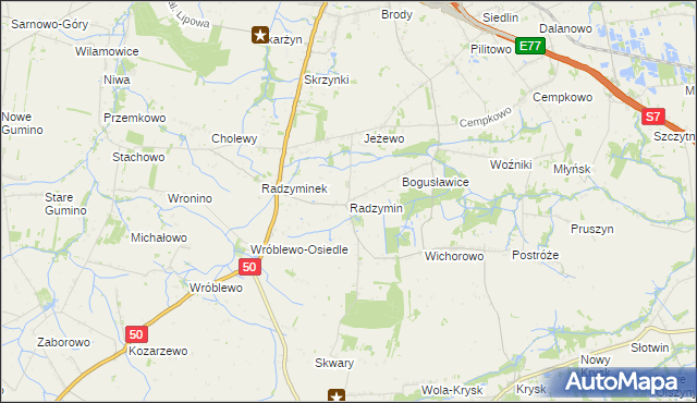 mapa Radzymin gmina Naruszewo, Radzymin gmina Naruszewo na mapie Targeo