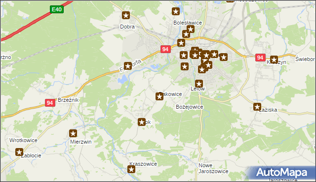 mapa Rakowice gmina Bolesławiec, Rakowice gmina Bolesławiec na mapie Targeo