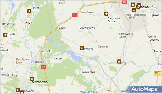 mapa Rakowice gmina Lubawa, Rakowice gmina Lubawa na mapie Targeo