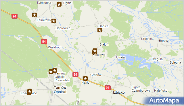 mapa Raszowa gmina Tarnów Opolski, Raszowa gmina Tarnów Opolski na mapie Targeo