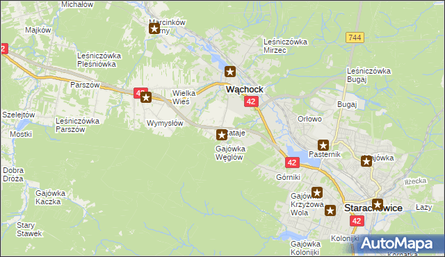 mapa Rataje gmina Wąchock, Rataje gmina Wąchock na mapie Targeo