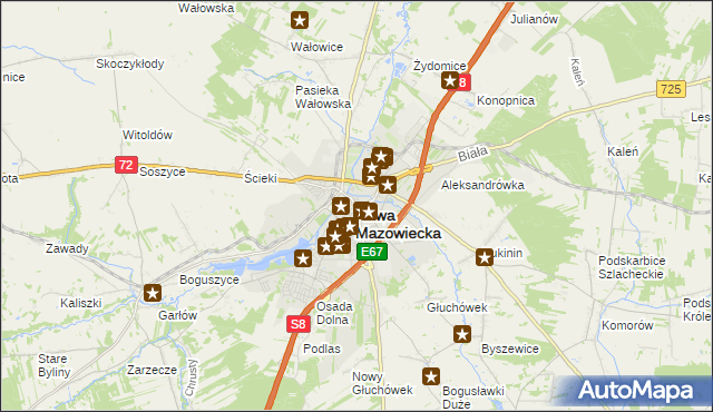 mapa Rawa Mazowiecka, Rawa Mazowiecka na mapie Targeo