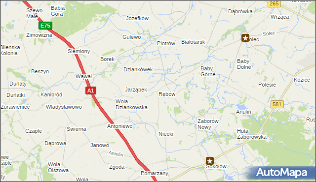 mapa Rębów gmina Gostynin, Rębów gmina Gostynin na mapie Targeo