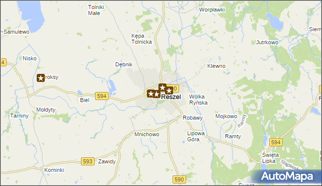mapa Reszel, Reszel na mapie Targeo