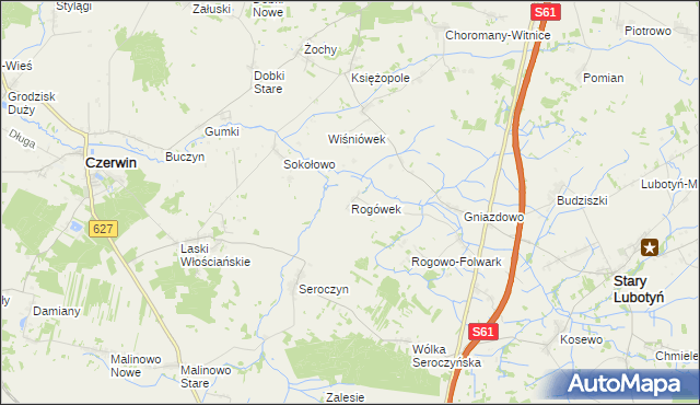 mapa Rogówek gmina Stary Lubotyń, Rogówek gmina Stary Lubotyń na mapie Targeo