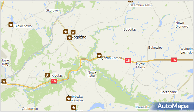 mapa Rogóźno-Zamek, Rogóźno-Zamek na mapie Targeo