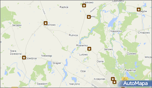 mapa Rówienko gmina Barlinek, Rówienko gmina Barlinek na mapie Targeo