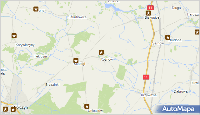 mapa Rożnów gmina Wołczyn, Rożnów gmina Wołczyn na mapie Targeo