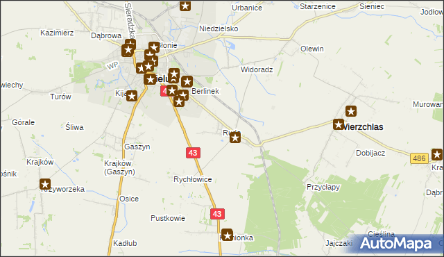 mapa Ruda gmina Wieluń, Ruda gmina Wieluń na mapie Targeo