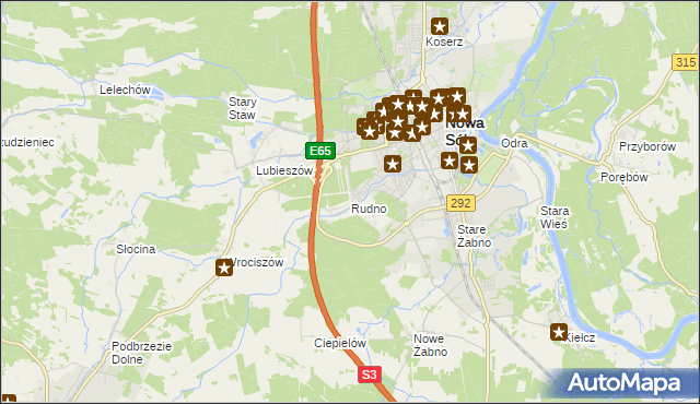 mapa Rudno gmina Nowa Sól, Rudno gmina Nowa Sól na mapie Targeo