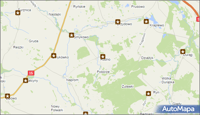 mapa Rudno gmina Ostróda, Rudno gmina Ostróda na mapie Targeo