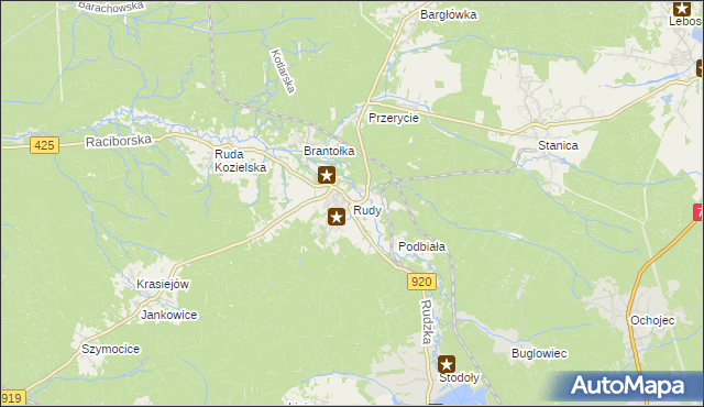 mapa Rudy gmina Kuźnia Raciborska, Rudy gmina Kuźnia Raciborska na mapie Targeo