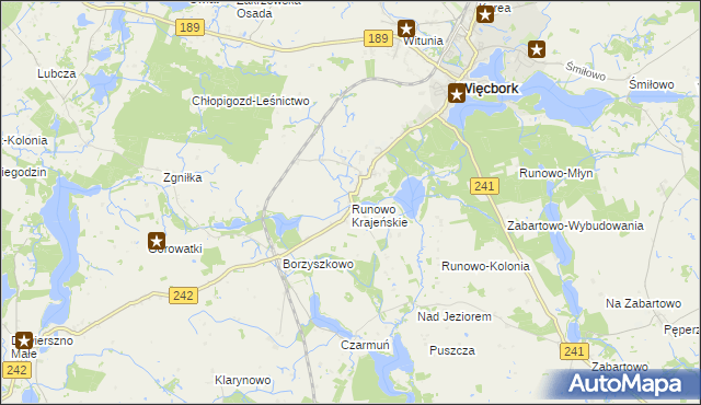 mapa Runowo Krajeńskie, Runowo Krajeńskie na mapie Targeo