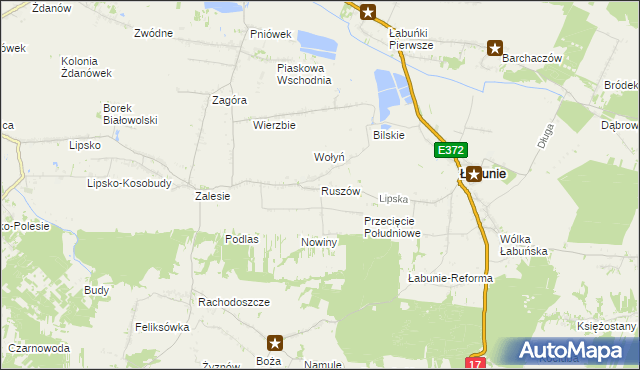 mapa Ruszów gmina Łabunie, Ruszów gmina Łabunie na mapie Targeo