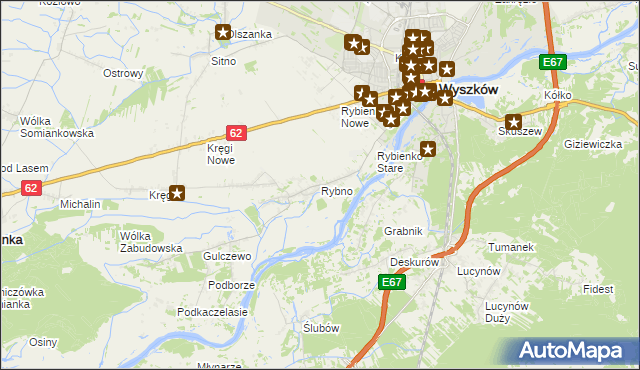 mapa Rybno gmina Wyszków, Rybno gmina Wyszków na mapie Targeo