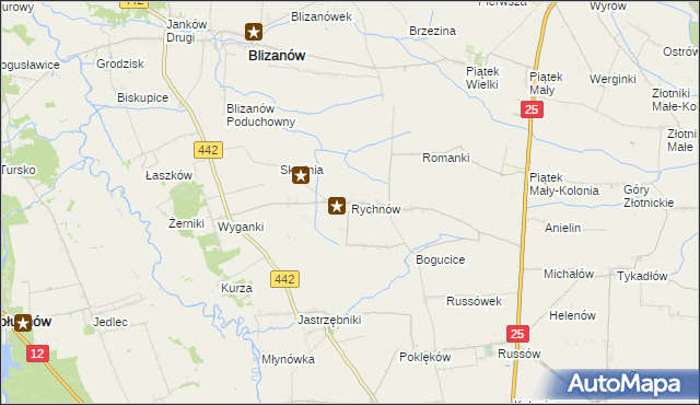 mapa Rychnów gmina Blizanów, Rychnów gmina Blizanów na mapie Targeo