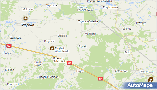 mapa Rynek gmina Wąsewo, Rynek gmina Wąsewo na mapie Targeo