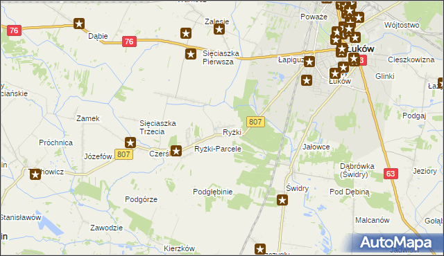 mapa Ryżki, Ryżki na mapie Targeo