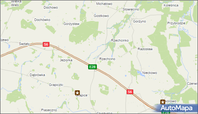 mapa Rzechcino, Rzechcino na mapie Targeo