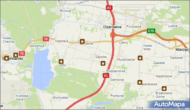 mapa Sączów, Sączów na mapie Targeo