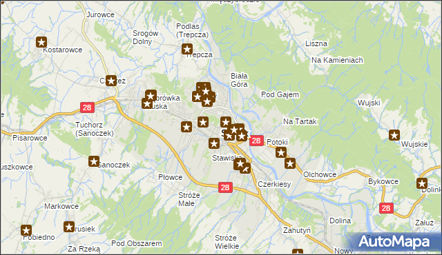 mapa Sanok, Sanok na mapie Targeo