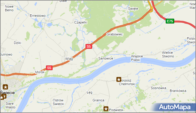 mapa Sartowice, Sartowice na mapie Targeo