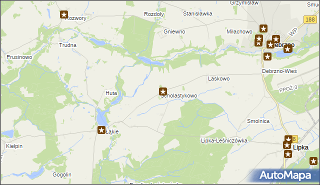 mapa Scholastykowo, Scholastykowo na mapie Targeo