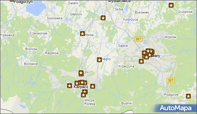 mapa Ściegny, Ściegny na mapie Targeo