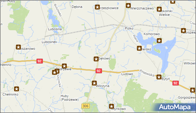 mapa Sękowo gmina Duszniki, Sękowo gmina Duszniki na mapie Targeo