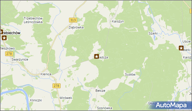 mapa Siadcza gmina Bojadła, Siadcza gmina Bojadła na mapie Targeo