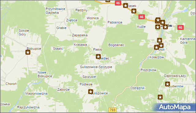 mapa Siedlec gmina Janów, Siedlec gmina Janów na mapie Targeo