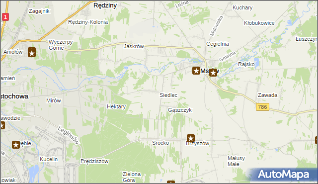 mapa Siedlec gmina Mstów, Siedlec gmina Mstów na mapie Targeo