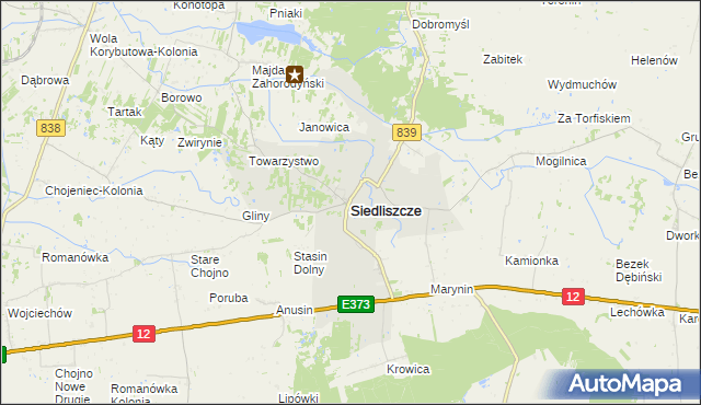 mapa Siedliszcze powiat chełmski, Siedliszcze powiat chełmski na mapie Targeo