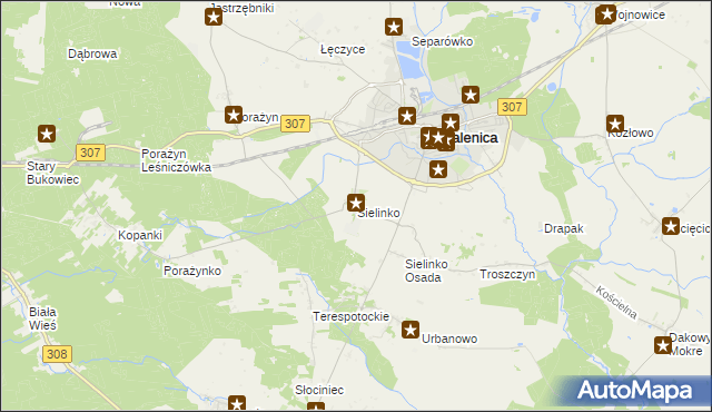 mapa Sielinko, Sielinko na mapie Targeo