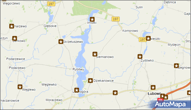 mapa Siemianowo gmina Łubowo, Siemianowo gmina Łubowo na mapie Targeo